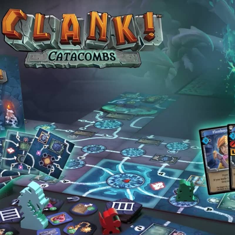 Clank! Catacombs official art and game components.