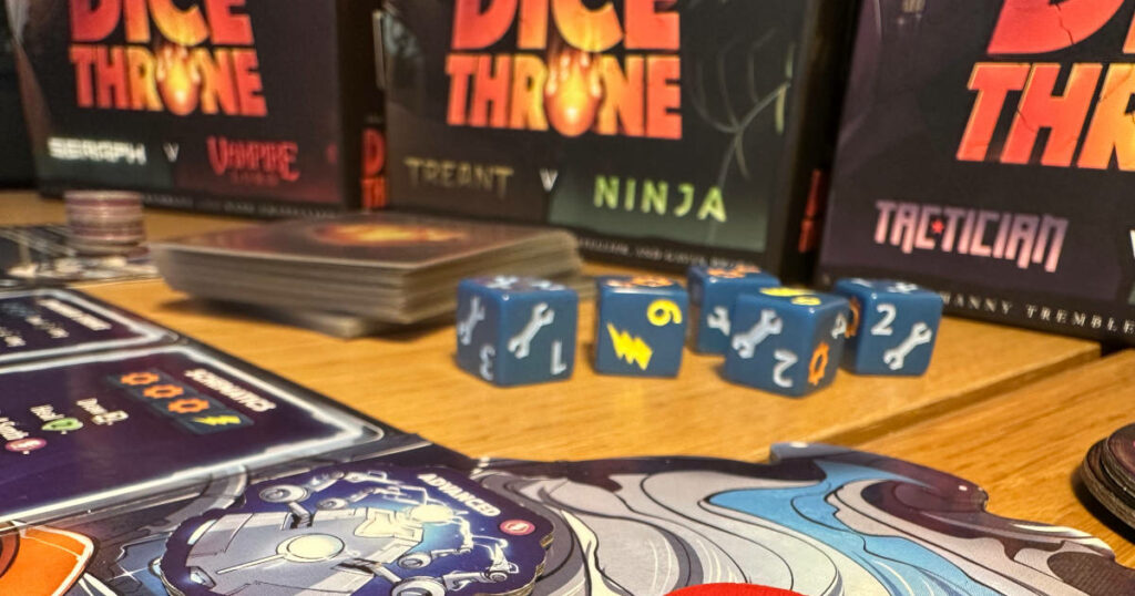 Dice and components for Dice Throne.