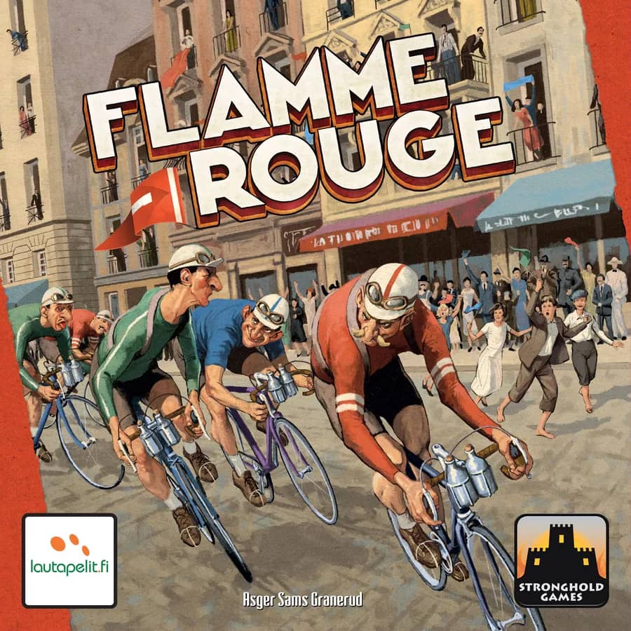 Flamme Rouge's original board game art and box cover.