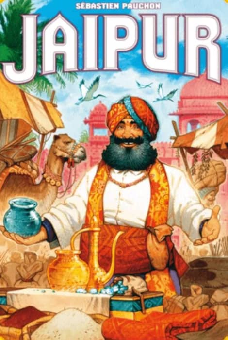 The Jaipur board game's box cover and art.