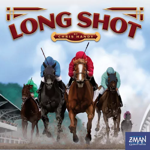 The Long Shot board game art cover for the Z-Man game.