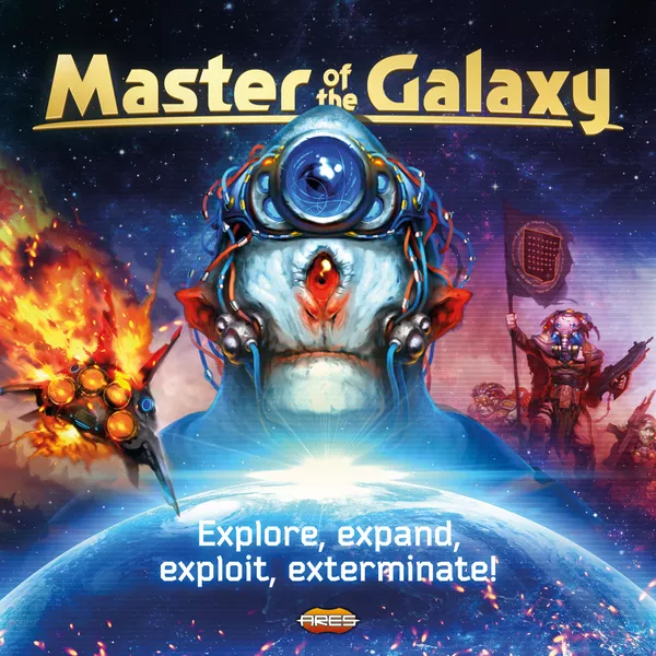 The official box art of Master of the Galaxy board game.