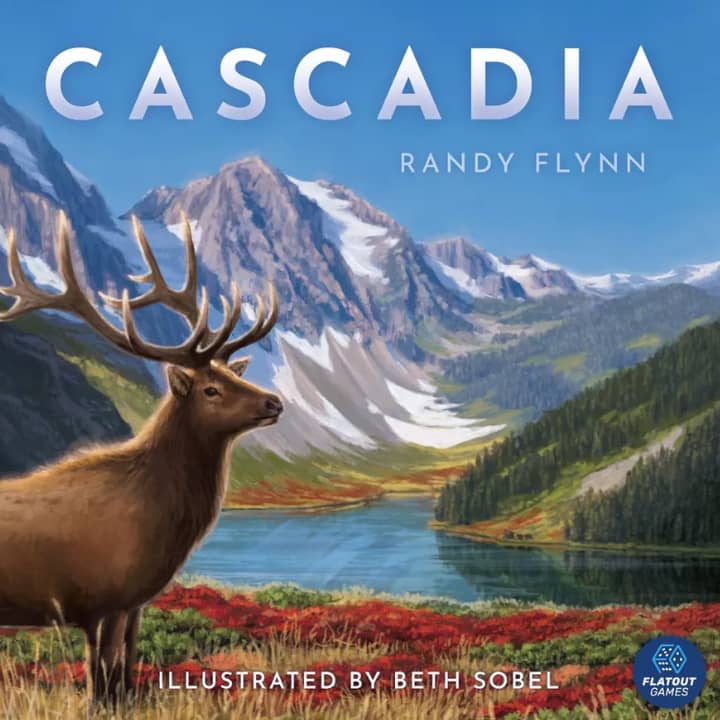 The cover art for the Cascadia board game.