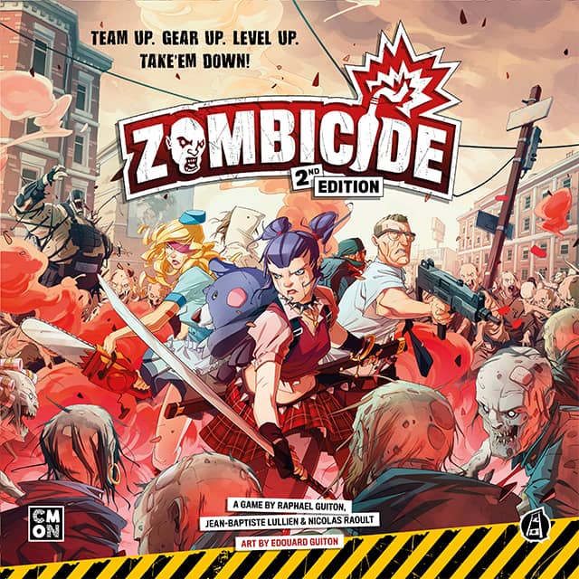 The cover art and box art of Zombicide 2nd edition.