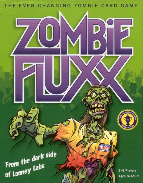 Zombie Fluxx's board game coverage and art.