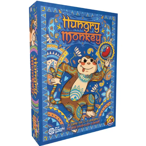 Hungry Monkey board game box cover and art.