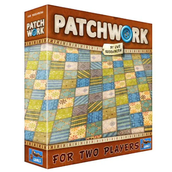 Patchwork board game box and art.