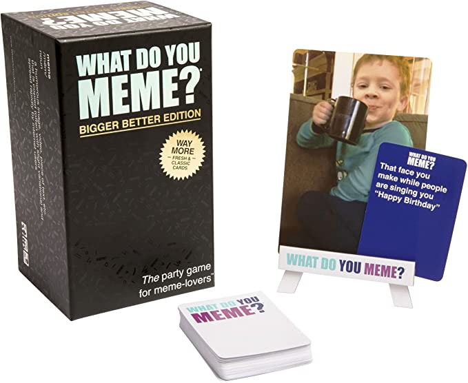 The What Do You Meme game box and components.