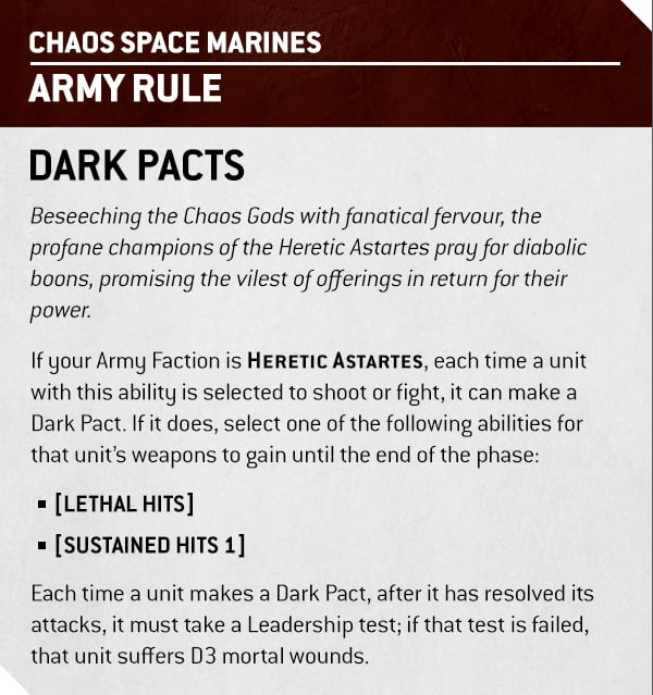 Warhammer Dark Pact Chaos Marines Army Rule