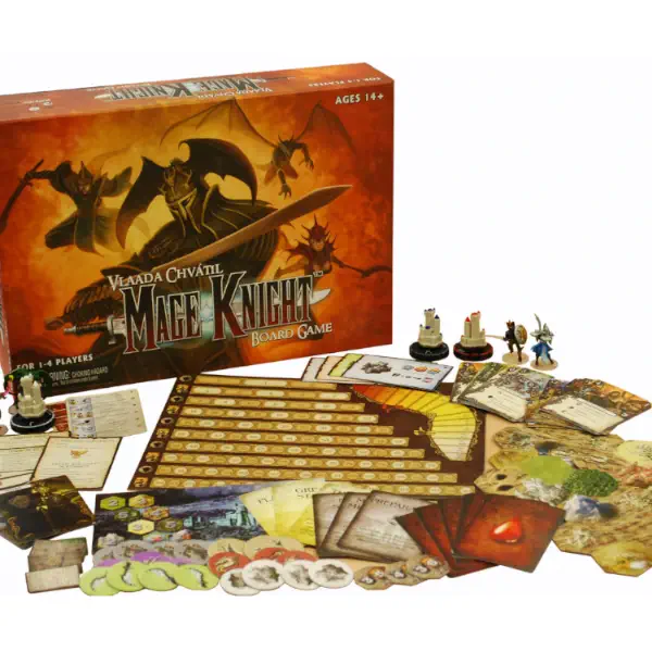 Mage Knight board game and components.
