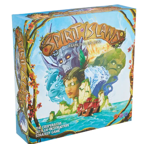 Spirit Island's board game box.
