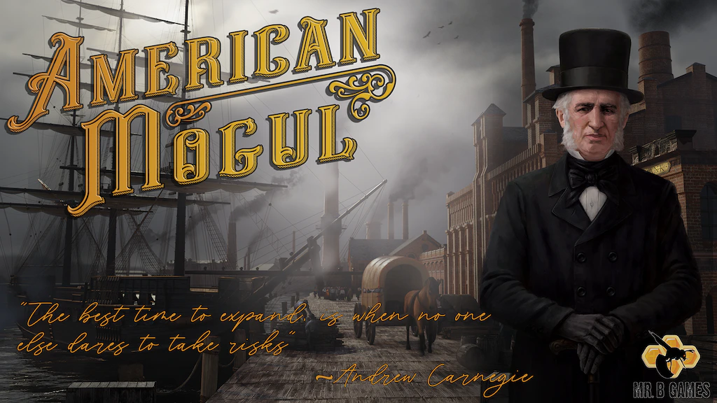 The cover for American Mogul, a new board game by Mr B. Games.
