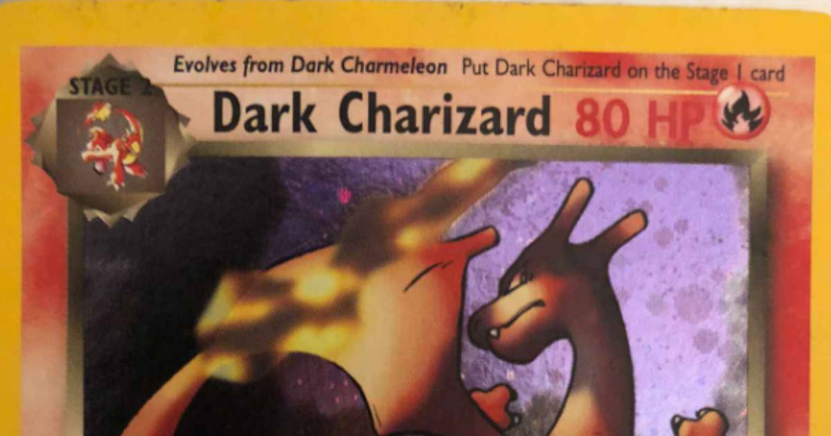 A Pokémon Dark Charizard card.