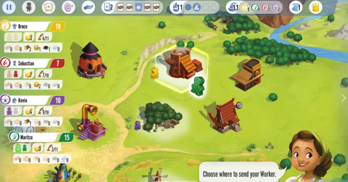 Acram Digital's online version of Charterstone board game.