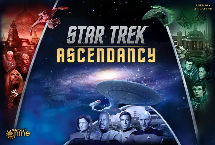 The official box cover for Star Trek Asecendancy board game.