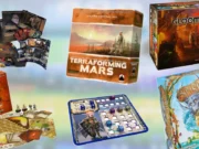 Best Board Games for Adults The boxes for board games such as Terraforming Mars, Spirit Island and others.