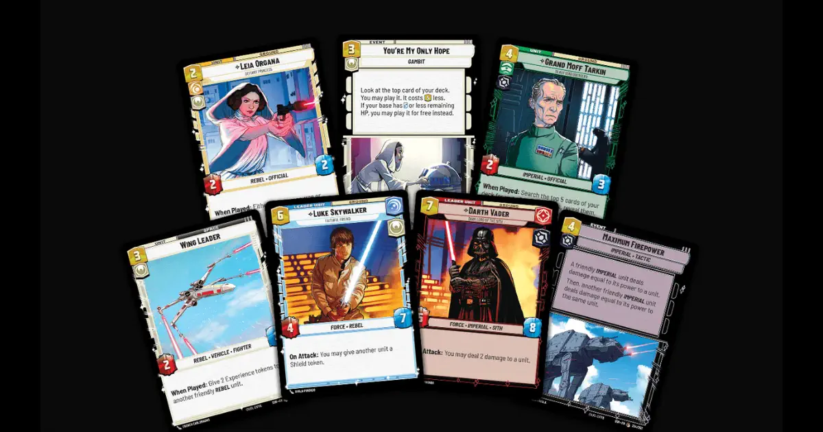 Star Wars Unlimited cards preview.