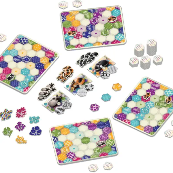 Calico game boards and components.