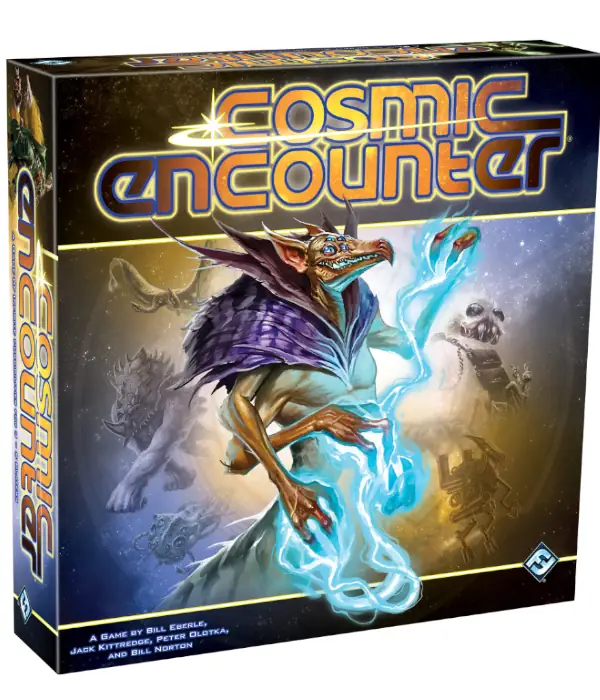Cosmic Encounters' board game box by FFG.