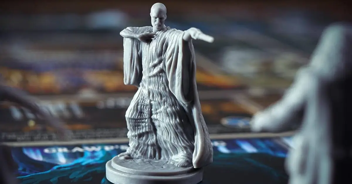 A miniature of Voldemort in one of the best Harry Potter Board Games.