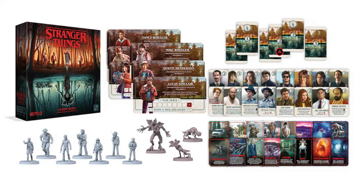 CMON's Stranger Things: Upside Down box and components.