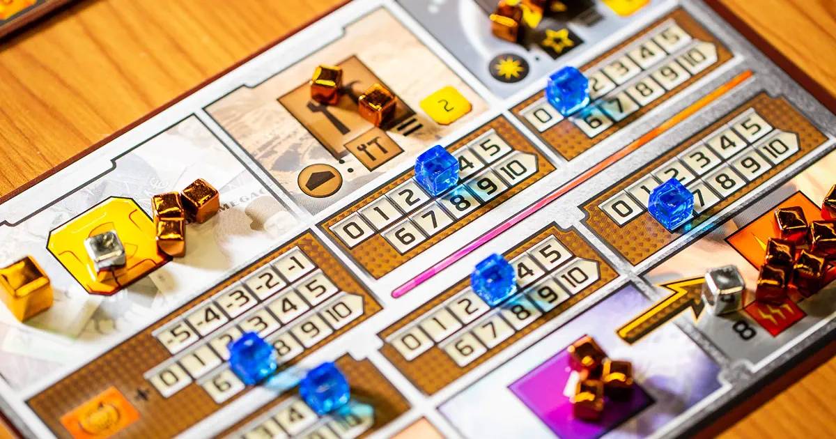 A player board in FryxGames' board game Terraforming Mars.