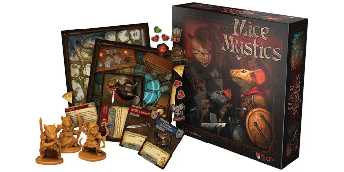 Mice and Mystics's board game and components.