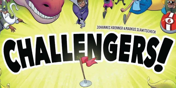 Challengers! board game box and art.