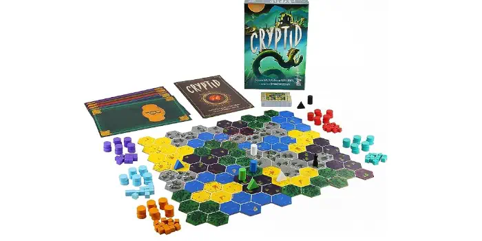Osprey Games' Cryptid's game components and box.