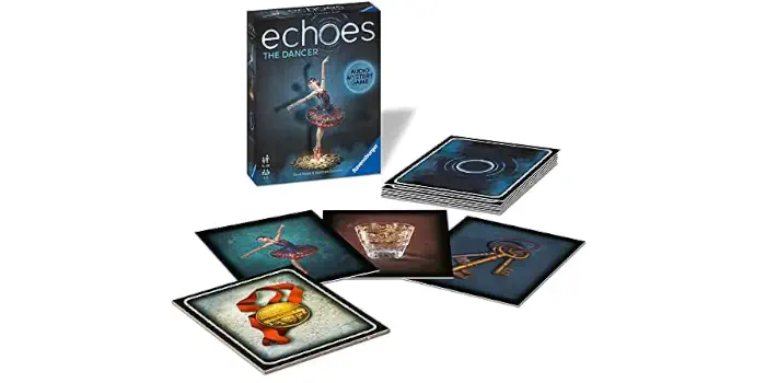 Ravensburger's echoes: The Dancer board game and components.