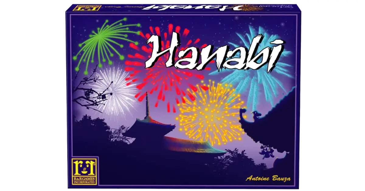 Hanabi Board Game's box and cards.