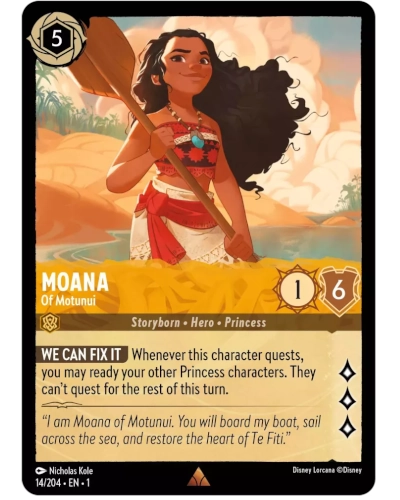 Moana of Motunui Disney Lorcana TCG card.