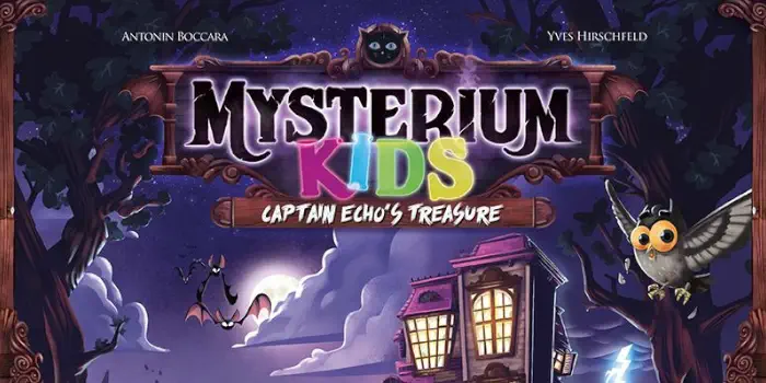 Mysterim Kids' board game cover art and box.