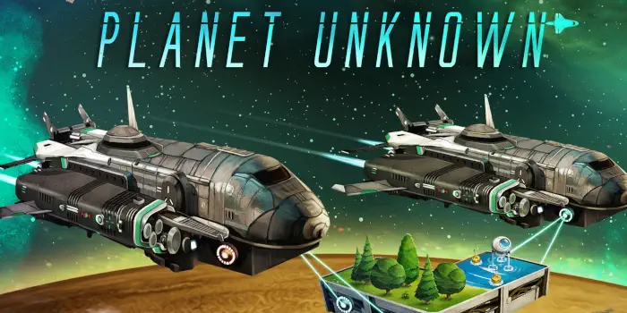 Planet Unknown's board game cover and box art.