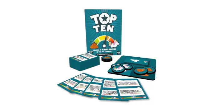 Cocktail Games' Top Ten board game and game components.