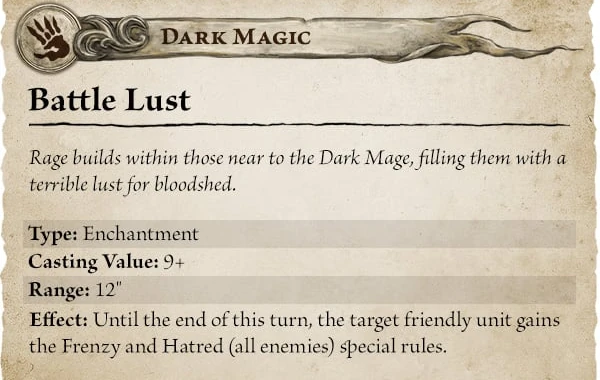 The Battle Lust magic effect in Warhammer: The Old World