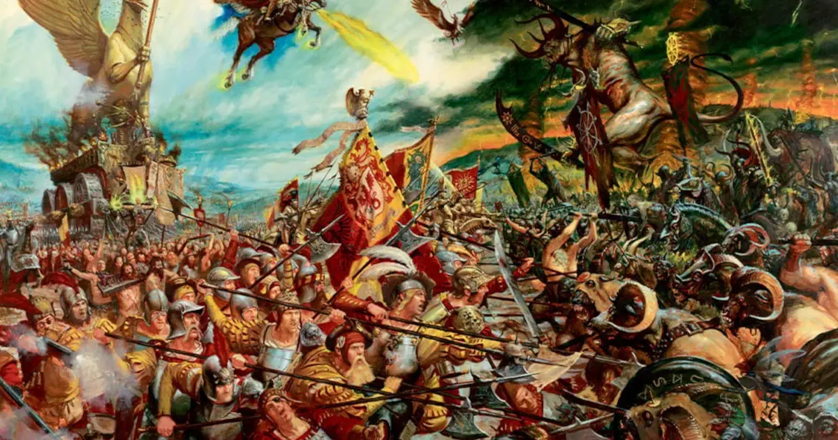 Games Workshop's Warhammer: The Old World battle scene art.