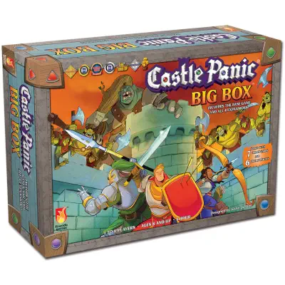 Castle Panic's board game box - one of the most popular game for kids and adults.