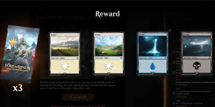 MTG Rewards, claim extra cards and packs.
